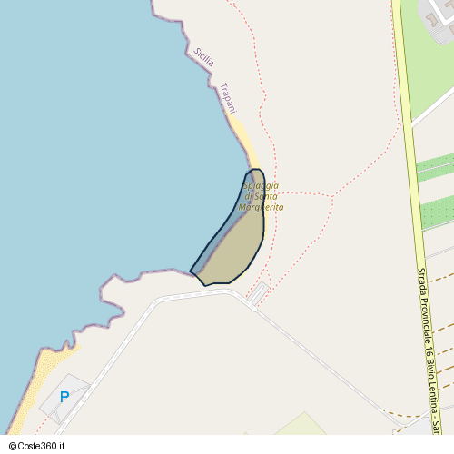 Posizione della spiaggia Spiaggia nei pressi di Macari, 91030