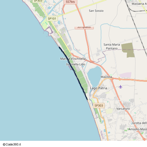 Posizione della spiaggia Spiaggia nei pressi di Castel Volturno