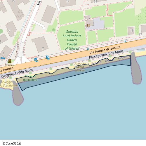 Posizione della spiaggia Spiaggia nei pressi di Passeggiata Aldo Moro, Cogoleto, 16016