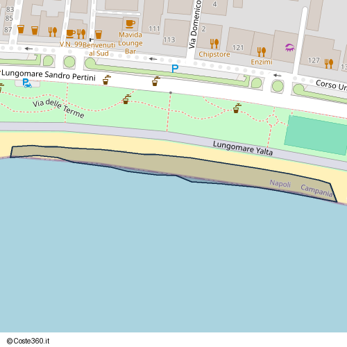 Posizione della spiaggia Spiaggia nei pressi di Lungomare Yalta, Rione La Solfatara, Pozzuoli, 80078