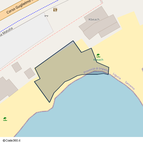 Posizione della spiaggia Spiaggia nei pressi di SS1, Coldirodi, Sanremo, 18014