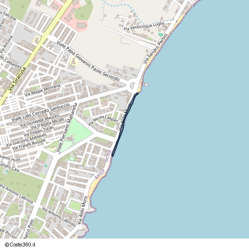 Posizione della spiaggia Spiaggia nei pressi di Via Aldo Moro 165, Avola, 96012