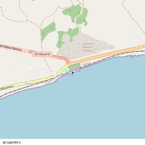 Posizione della spiaggia Spiaggia nei pressi di Strada Statale 106 Jonica, Palizzi, 89038