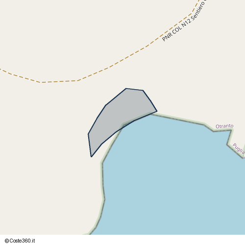 Posizione della spiaggia Spiaggia nei pressi di PNR COL N12 Sentiero Orte - Capo d'Otranto, Otranto, 73028