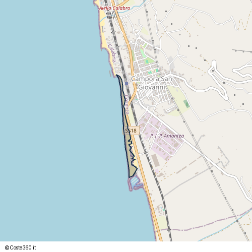 Posizione della spiaggia Spiaggia nei pressi di SS18, Amantea