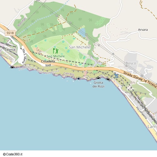 Posizione della spiaggia Spiaggia nei pressi di Strada Statale 18 Tirrena Inferiore, Lampezia, Cetraro, 87022