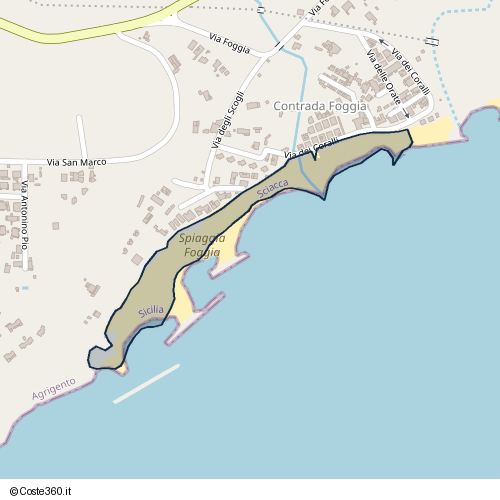 Posizione della spiaggia Spiaggia nei pressi di Via Ruggero di Lauria, Sciacca, 92019