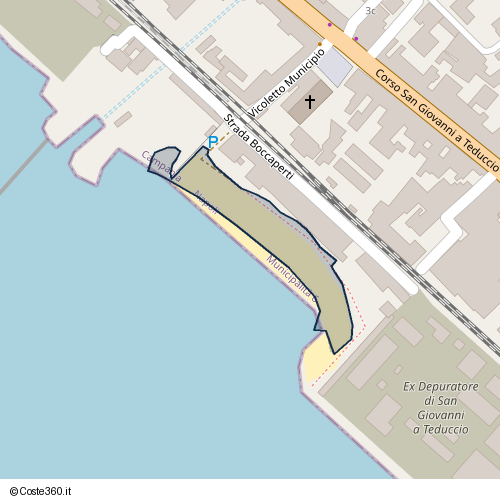 Posizione della spiaggia Spiaggia nei pressi di Strada Boccaperti, San Giovanni a Teduccio, Napoli, 80146