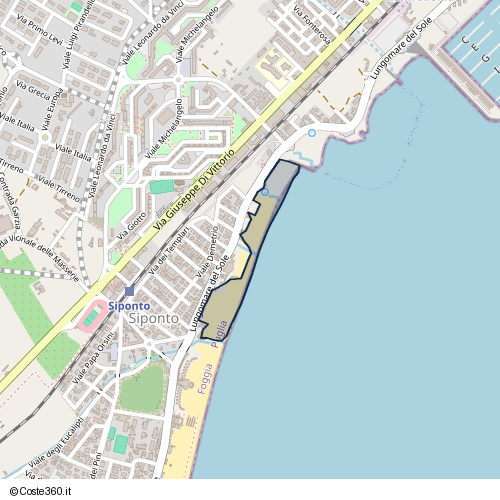 Posizione della spiaggia Spiaggia nei pressi di Lungomare del Sole, Siponto, Manfredonia, 71043