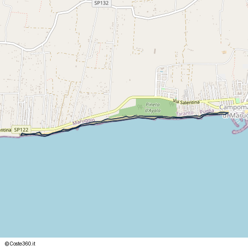 Posizione della spiaggia Spiaggia nei pressi di Via Salentina, Campomarino di Maruggio