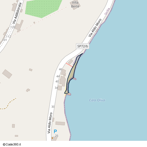 Posizione della spiaggia Spiaggia nei pressi di Via Aldo Moro 46, Milazzo, 98057