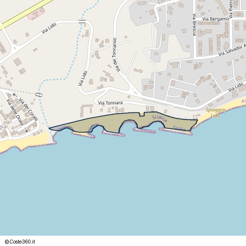 Posizione della spiaggia Spiaggia nei pressi di Via Tonnara, Perriera, Sciacca, 92019