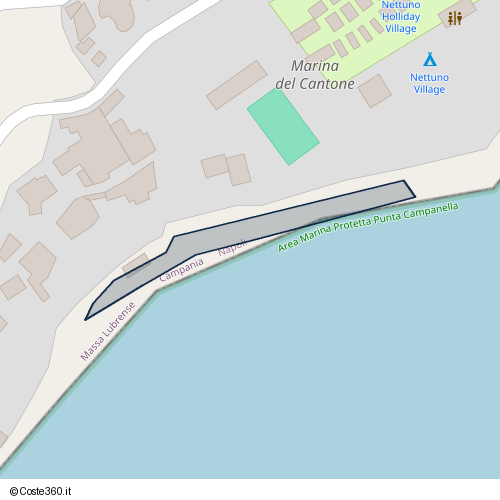 Posizione della spiaggia Spiaggia nei pressi di Via Amerigo Vespucci, Marina del Cantone, Massa Lubrense, 80061