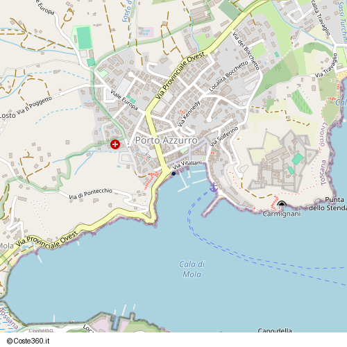Posizione della spiaggia Spiaggia nei pressi di Via Vitaliani, Porto Azzurro, 57036