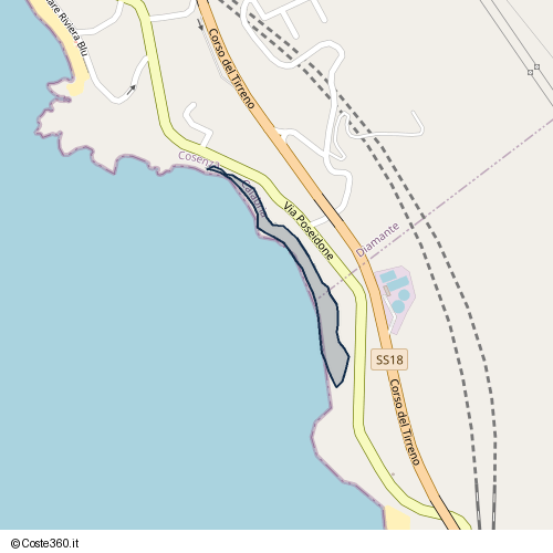 Posizione della spiaggia Spiaggia nei pressi di Via Poseidone, Diamante, 87023