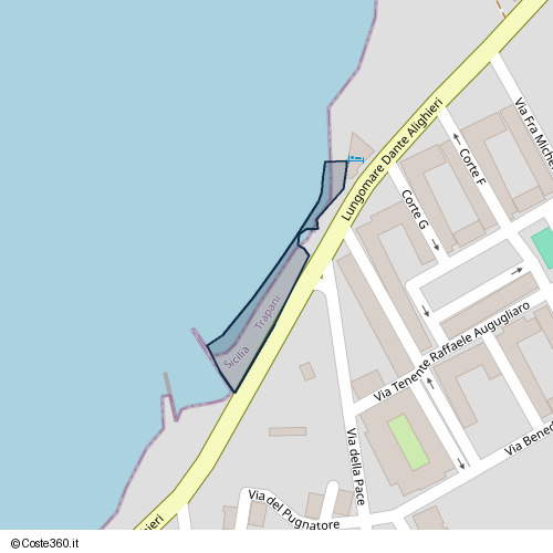 Posizione della spiaggia Spiaggia nei pressi di Lungomare Dante Alighieri, Trapani, 91100
