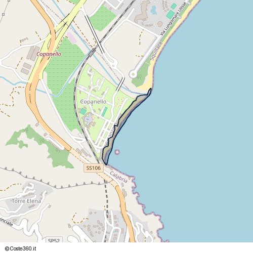 Posizione della spiaggia Spiaggia nei pressi di Via Lungomare Ulisse, Squillace, 88071