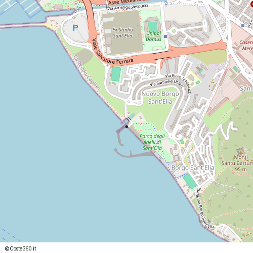 Posizione della spiaggia Spiaggia nei pressi di Via dei Navigatori, Nuovo Borgo Sant'Elia, Casteddu/Cagliari, 09126