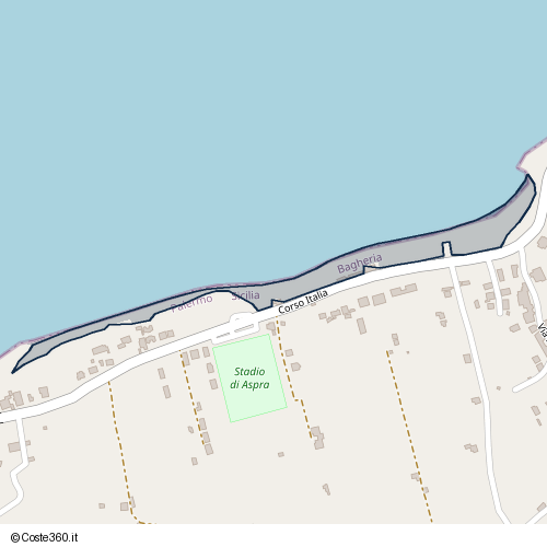 Posizione della spiaggia Spiaggia nei pressi di Corso Italia, Bagheria, 90011