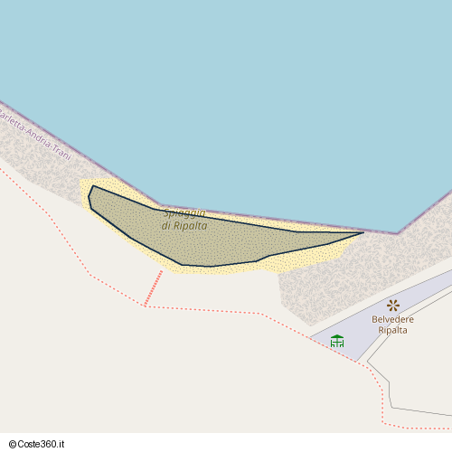 Posizione della spiaggia Spiaggia nei pressi di Belvedere Ripalta, Bisceglie, 76011