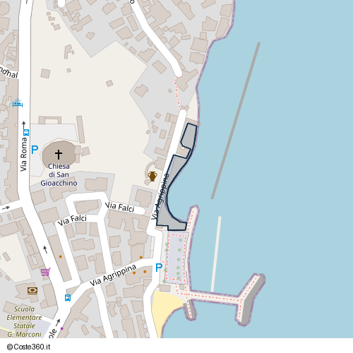 Posizione della spiaggia Spiaggia nei pressi di Via Agrippina, Bacoli, 80070