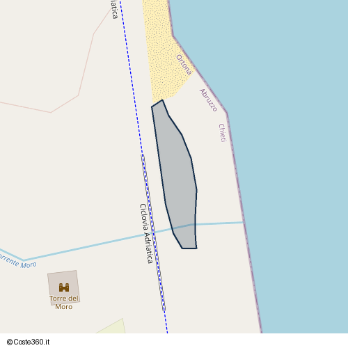 Posizione della spiaggia Spiaggia nei pressi di Ciclovia Adriatica, Ortona, 66028