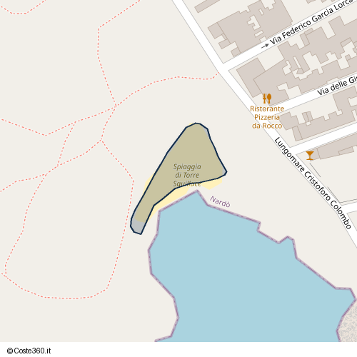 Posizione della spiaggia Spiaggia nei pressi di Lungomare Cristoforo Colombo, Nardò