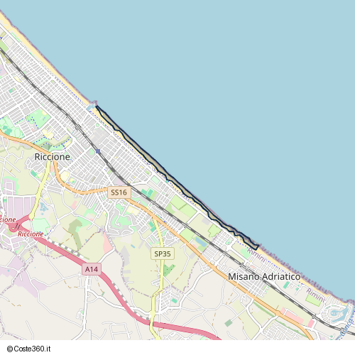 Posizione della spiaggia Spiaggia nei pressi di Viale Torino, Riccione, 47843