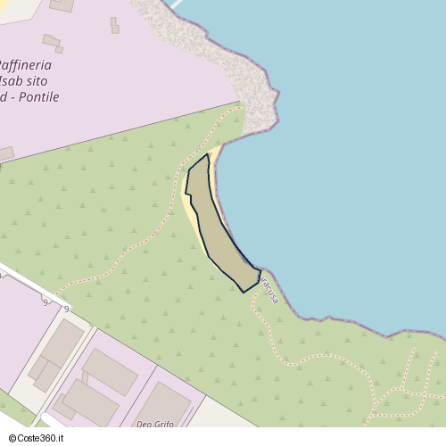 Posizione della spiaggia Spiaggia nei pressi di Via Stentinello, Siracusa