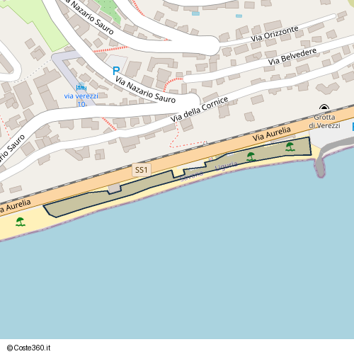 Posizione della spiaggia Spiaggia nei pressi di Via Aurelia, Finalmarina, Finale Ligure, 17022