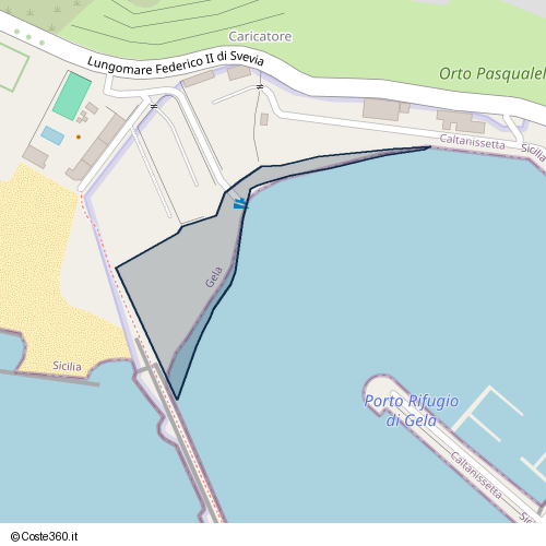 Posizione della spiaggia Spiaggia nei pressi di Via Augusto Righi, Gela, 93012