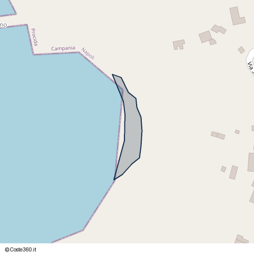 Posizione della spiaggia Spiaggia nei pressi di Via della spaggia di postini, Cottimo, Procida, 80079