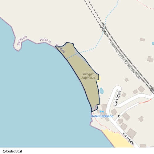 Posizione della spiaggia Spiaggia nei pressi di Via Luppa, Maratea