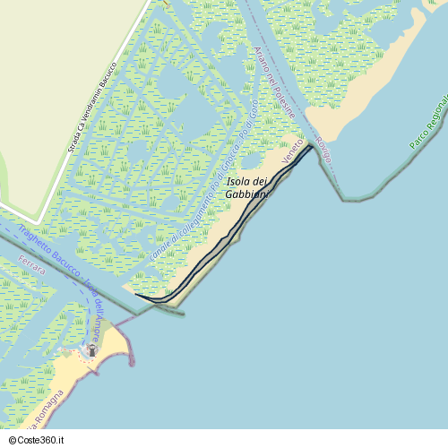 Posizione della spiaggia Spiaggia nei pressi di Ariano nel Polesine, 45012