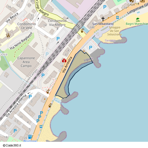 Posizione della spiaggia Spiaggia nei pressi di Lungomare Ober-Ramstadt, Cogoleto, 16016