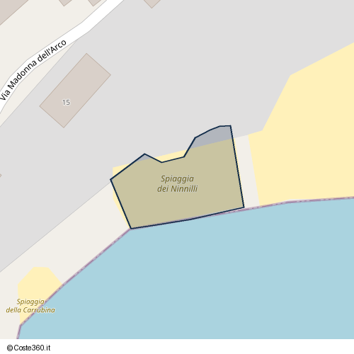 Posizione della spiaggia Spiaggia nei pressi di Via Madonna dell'Arco 15, Vietri sul Mare, 84019