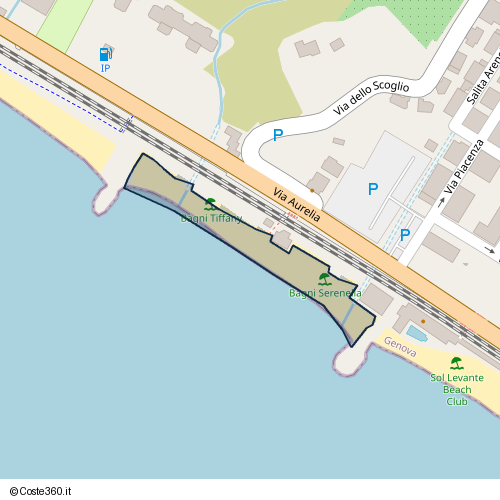 Posizione della spiaggia Spiaggia nei pressi di Via Aurelia, Cavi, Lavagna, 16033