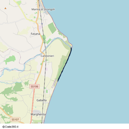 Posizione della spiaggia Spiaggia nei pressi di Crotone