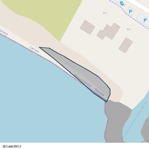 Posizione della spiaggia Spiaggia nei pressi di Viale Giovanni da Verrazzano, Marina di Carrara, Carrara, 54033