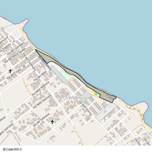 Posizione della spiaggia Spiaggia nei pressi di Via del Salmone, Lendinuso