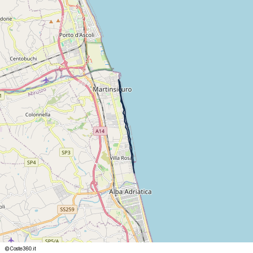 Posizione della spiaggia Spiaggia nei pressi di Lungomare Italia, Martinsicuro, 64014