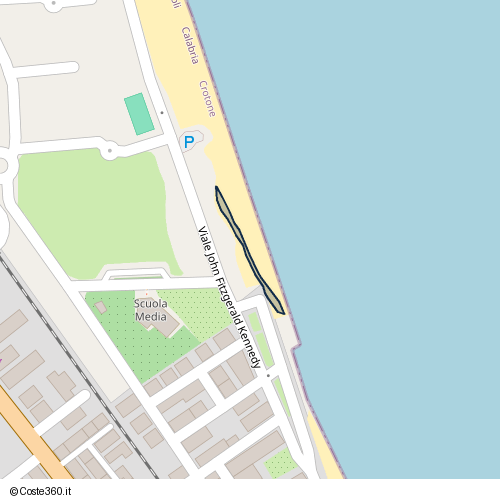 Posizione della spiaggia Spiaggia nei pressi di Viale John Fitzgerald Kennedy, Torretta, 88812