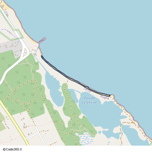 Posizione della spiaggia Spiaggia nei pressi di Vernole