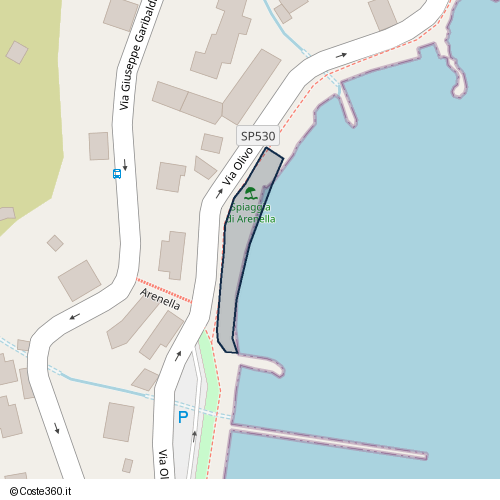 Posizione della spiaggia Spiaggia nei pressi di Via Olivo, Le Grazie, 19025