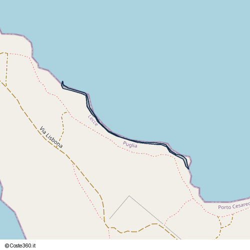 Posizione della spiaggia Spiaggia nei pressi di Via Lisbona, Poggio Bellanova, Porto Cesareo