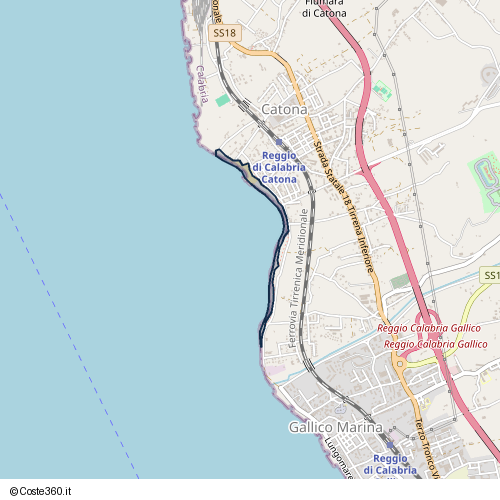 Posizione della spiaggia Spiaggia nei pressi di Catona, Reggio di Calabria, 89135