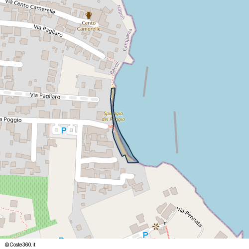 Posizione della spiaggia Spiaggia nei pressi di Via Poggio, Bacoli, 80070