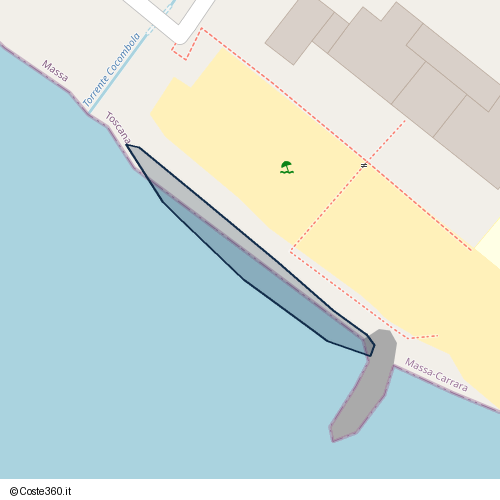 Posizione della spiaggia Spiaggia nei pressi di Via Lungomare di Ponente, Massa, 54037