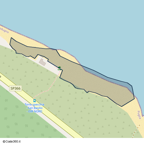 Posizione della spiaggia Spiaggia nei pressi di Strada Provinciale di Otranto, San Foca, 73026