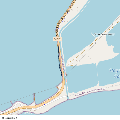 Posizione della spiaggia Spiaggia nei pressi di Strada Statale 126 Sud Occidentale Sarda, Santu Antiogu/Sant'Antioco, 09017